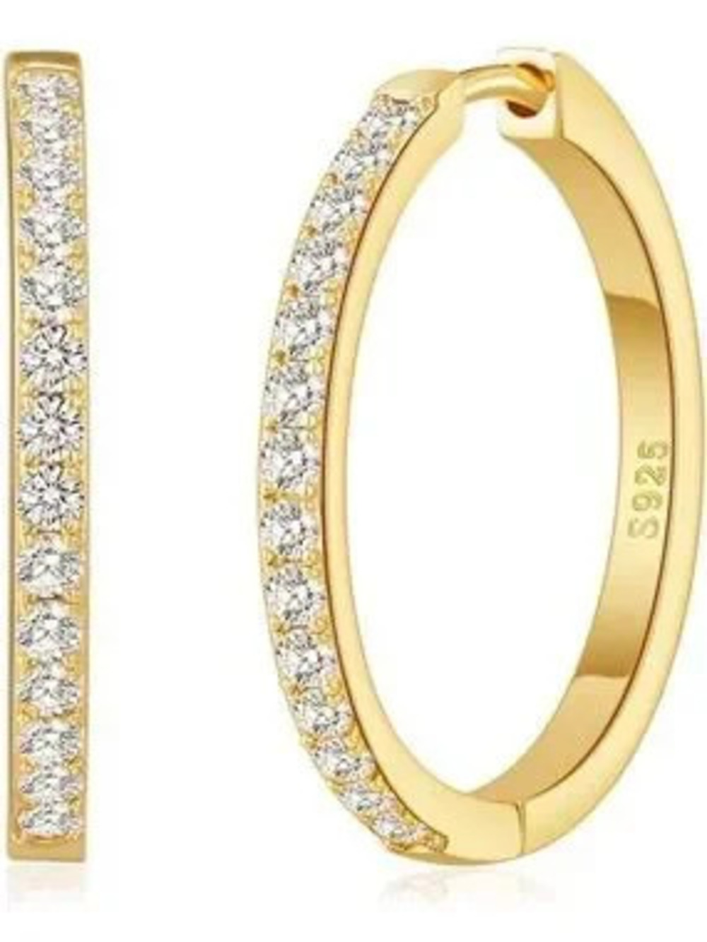 Anthropologie Gold tone Cubic Zirconia Pave Hoop Earrings